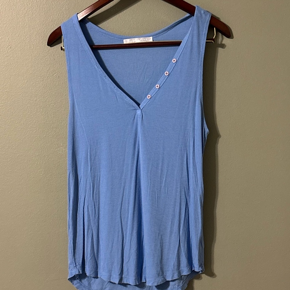 Double Zero Sky Blue V-Neck Tank Top